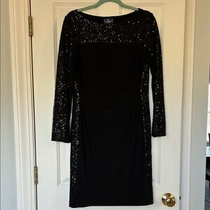 American Living Black Sequin Long Sleeve Dress